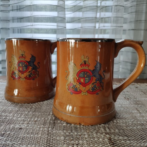 VTG Nasco Ceramic Steins Mugs with UK Crest x2 - Picture 8 of 13